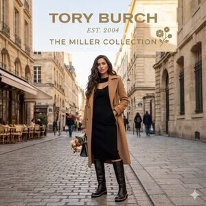 Tory Burch Miller 30mm Lug Sole Tall Boots - Black Leather - Size 5M